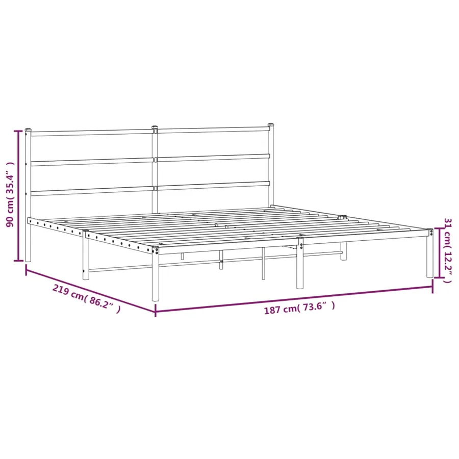 Cadre de lit métal sans matelas et tête de lit blanc 183x213 cm - 10