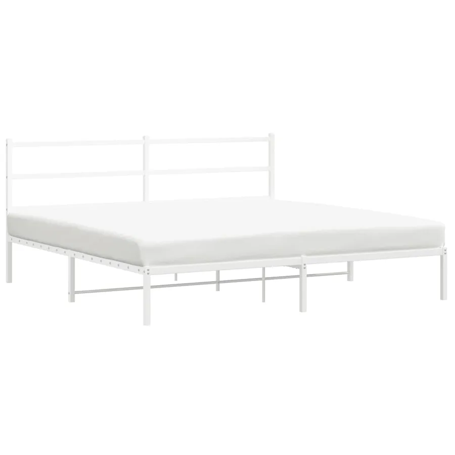 Cadre de lit métal sans matelas et tête de lit blanc 183x213 cm - 2