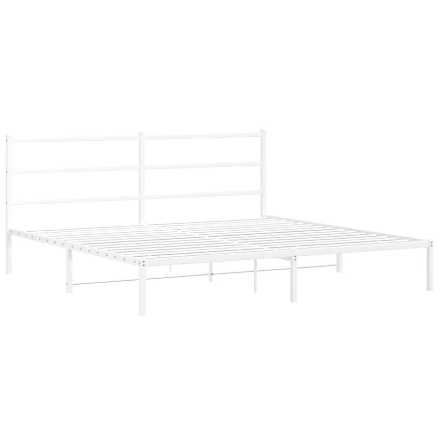 Cadre de lit métal sans matelas et tête de lit blanc 183x213 cm - 3