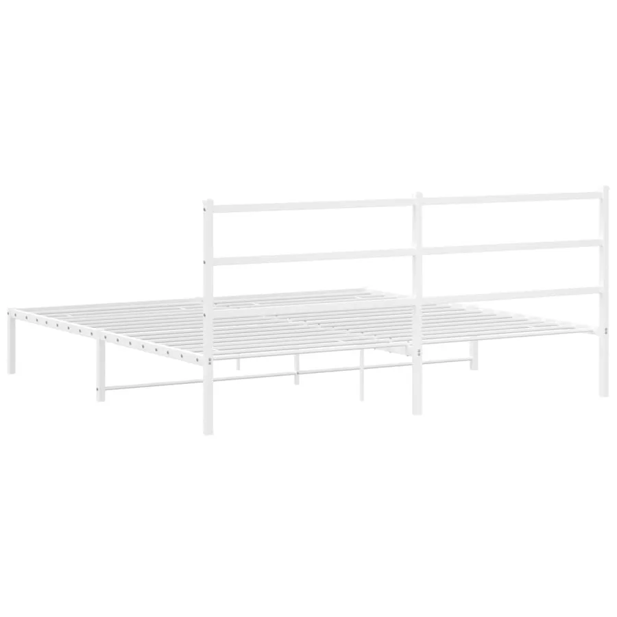 Cadre de lit métal sans matelas et tête de lit blanc 183x213 cm - 7