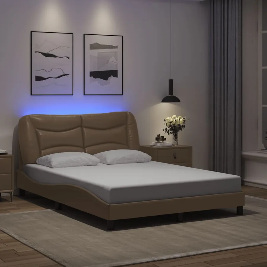 Cadre de lit avec LED sans matelas Hvar cappuccino 140x200 cm