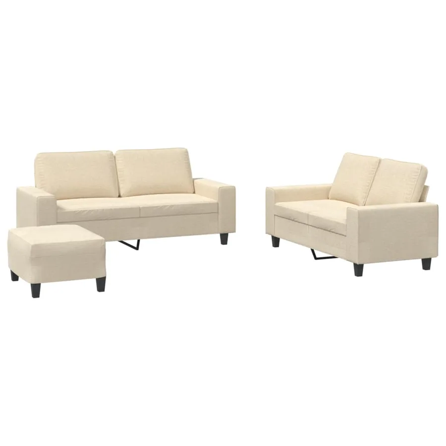 Ensemble de canapés 3 pcs crème tissu - 2