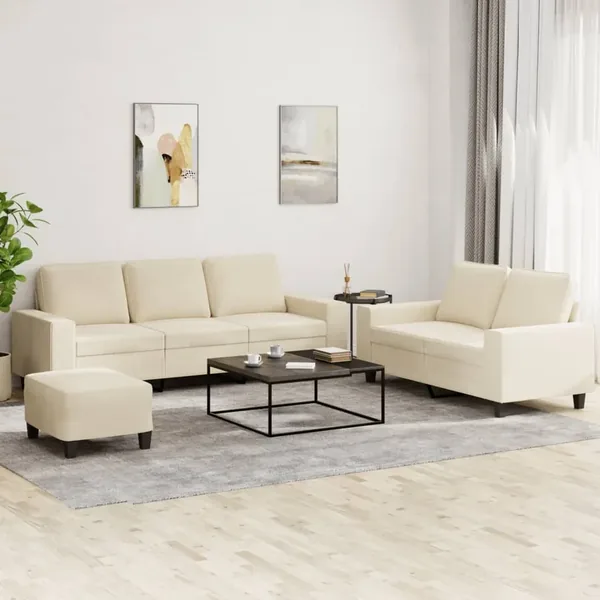 Ensemble de canapés 3 pcs crème tissu