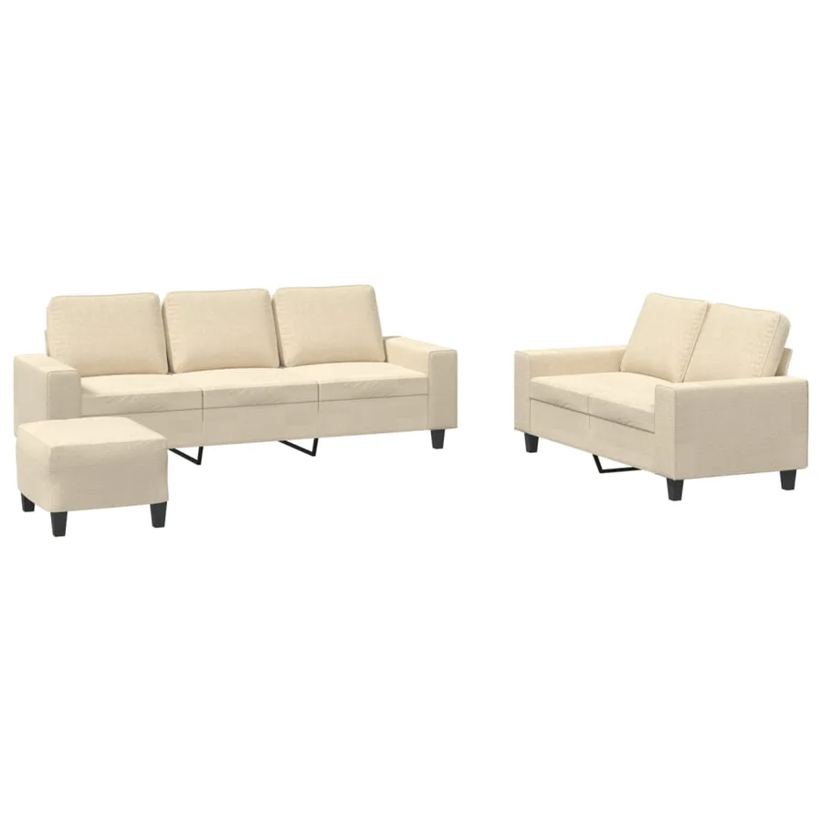 Ensemble de canapés 3 pcs crème tissu - 2