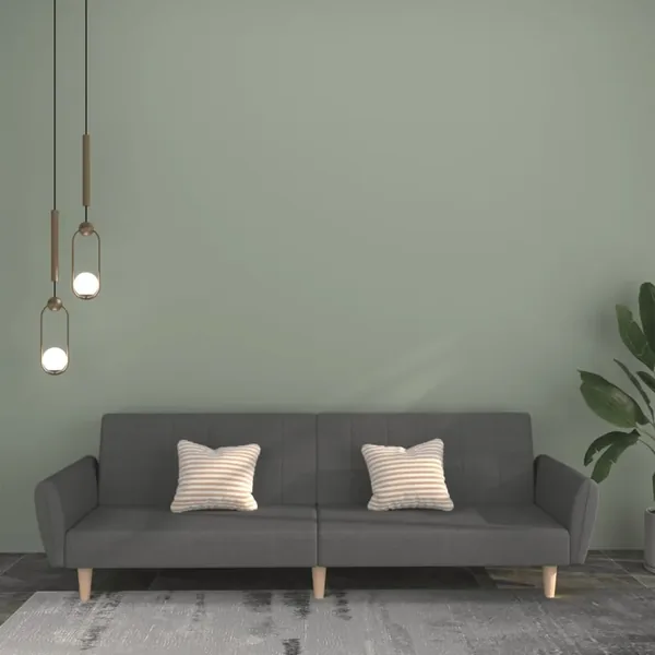 Canapé-lit à 2 places gris clair tissu