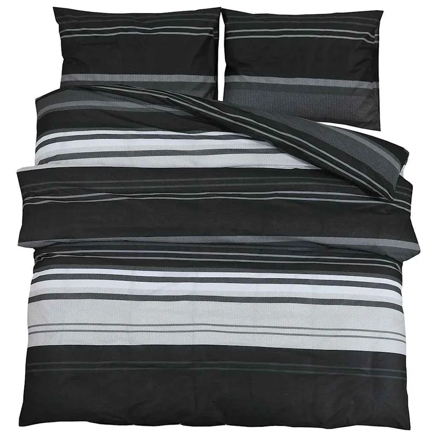 Ensemble de housse de couette noir et blanc 200x200 cm Coton - 2