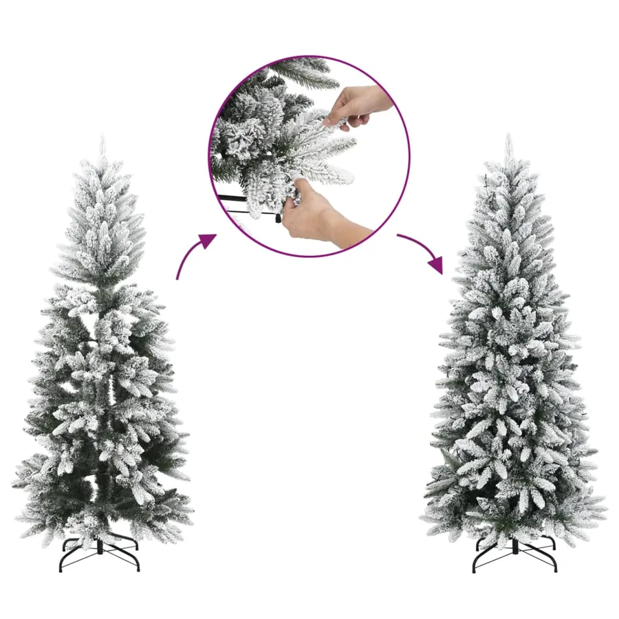 Sapin de Noël artificiel à charnières avec support blanc 120 cm - 4