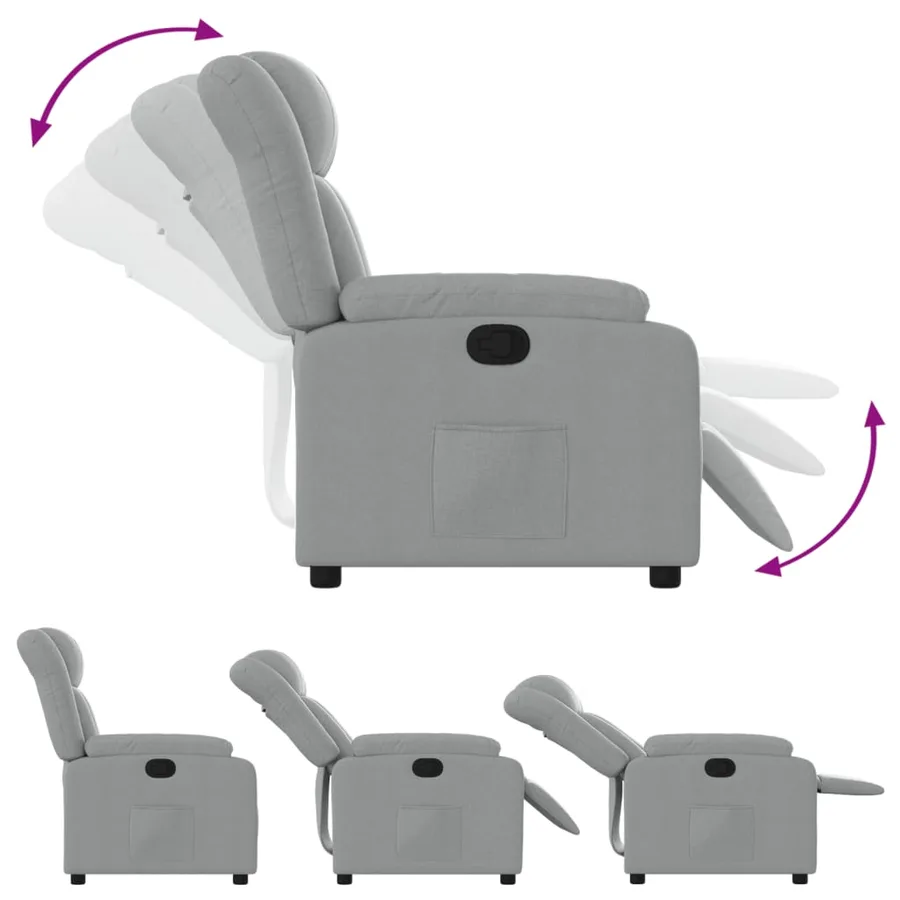 Fauteuil inclinable en tissu gris clair - 4
