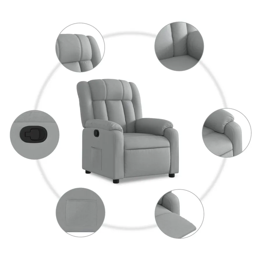 Fauteuil inclinable en tissu gris clair - 5