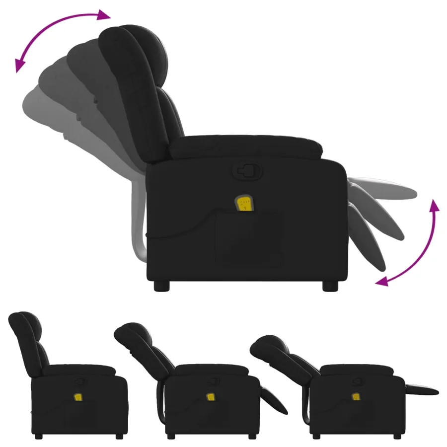 Fauteuil de massage inclinable noir similicuir - 5