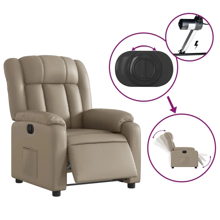 Fauteuil inclinable électrique Cappuccino Similicuir - 6