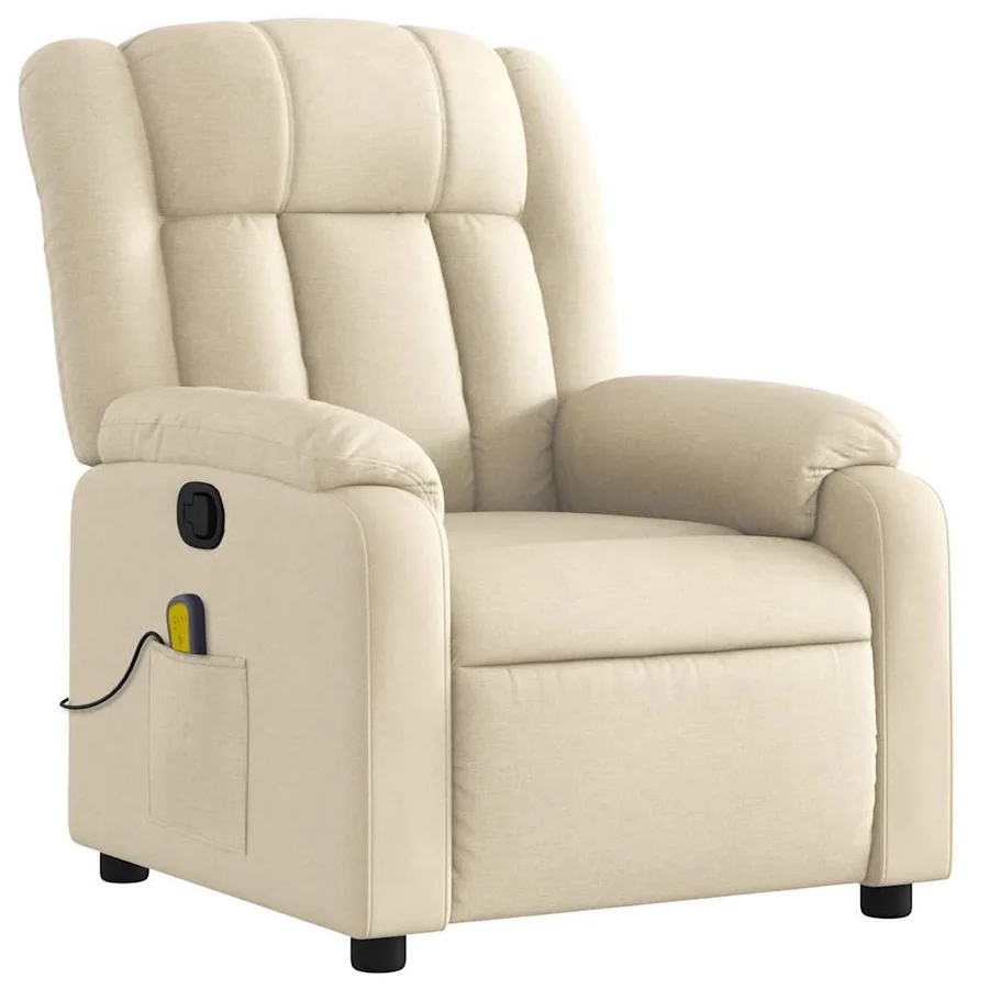 Fauteuil de massage inclinable Crème Tissu - 4