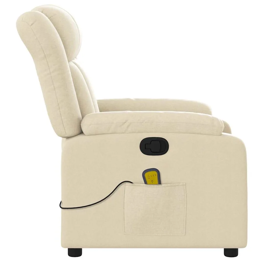 Fauteuil de massage inclinable Crème Tissu - 9