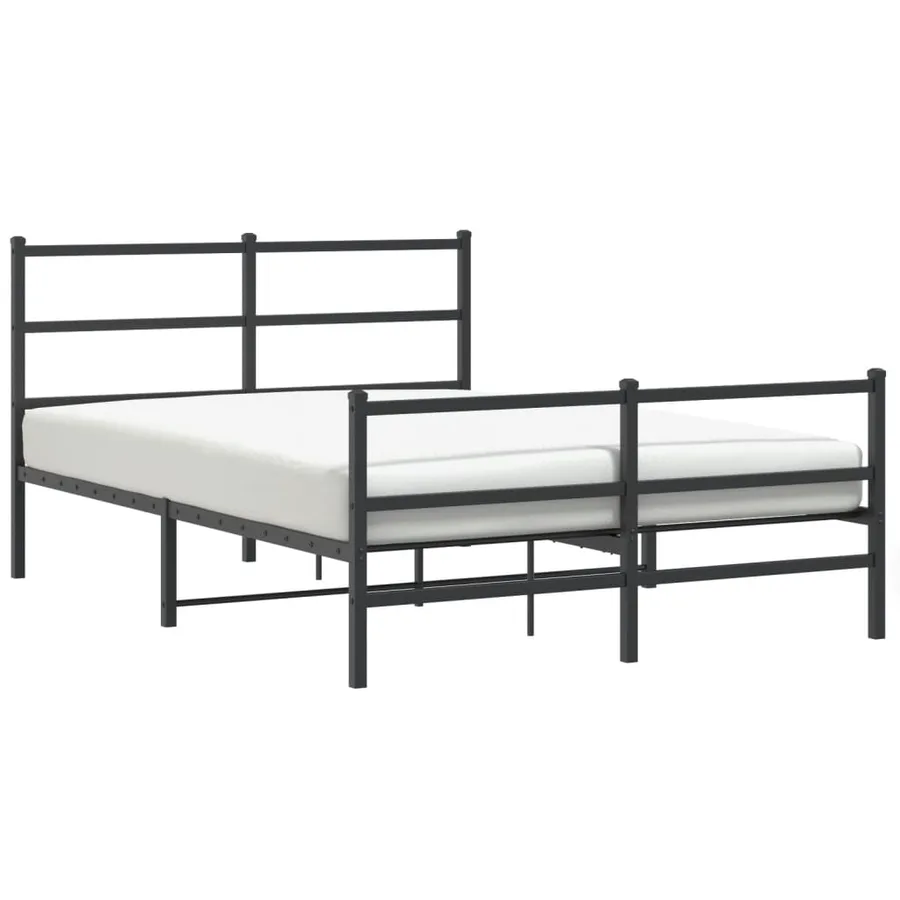 Cadre de lit métal sans matelas avec pied de lit noir 135x190cm - 2