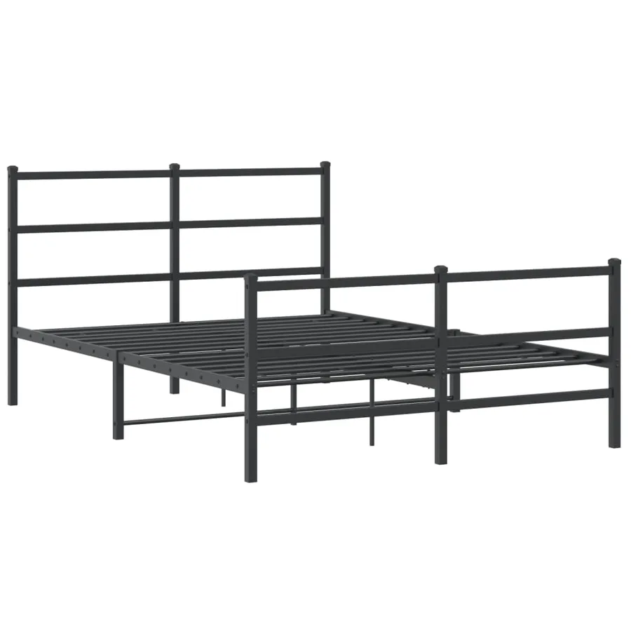Cadre de lit métal sans matelas avec pied de lit noir 135x190cm - 3