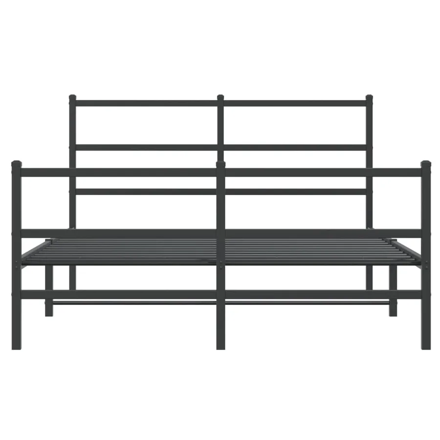 Cadre de lit métal sans matelas avec pied de lit noir 135x190cm - 5
