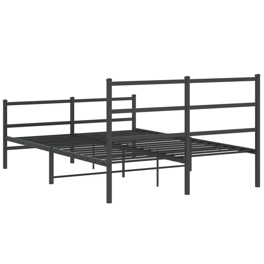 Cadre de lit métal sans matelas avec pied de lit noir 135x190cm - 7
