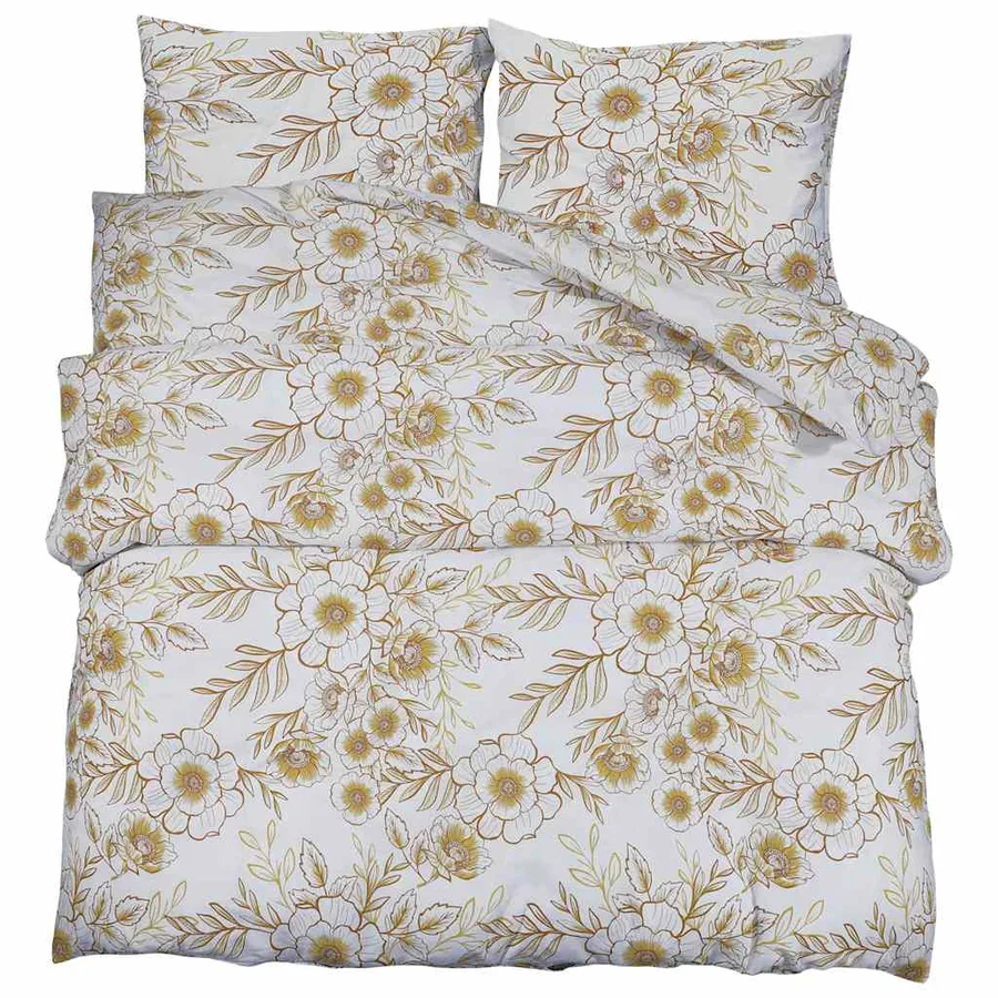 Ensemble de housse de couette blanc et marron 140x200 cm Coton - 2