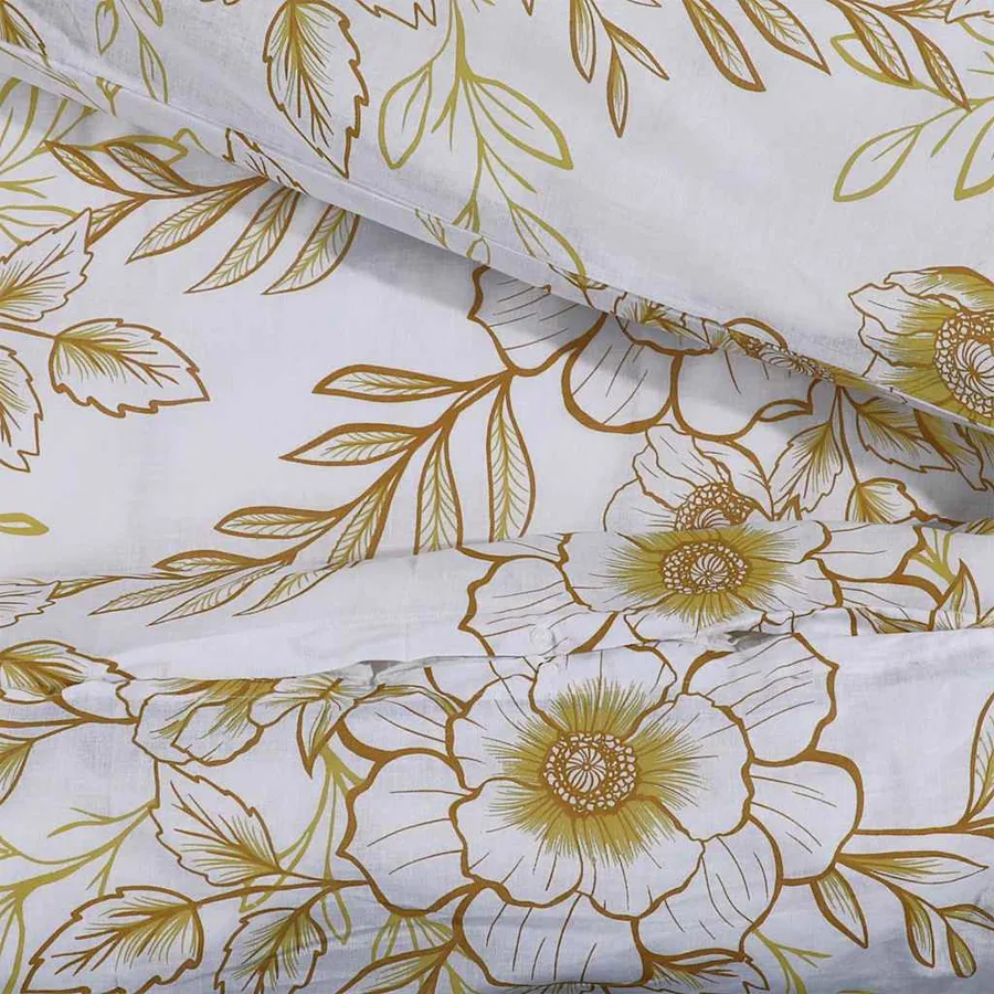 Ensemble de housse de couette blanc et marron 140x200 cm Coton - 4