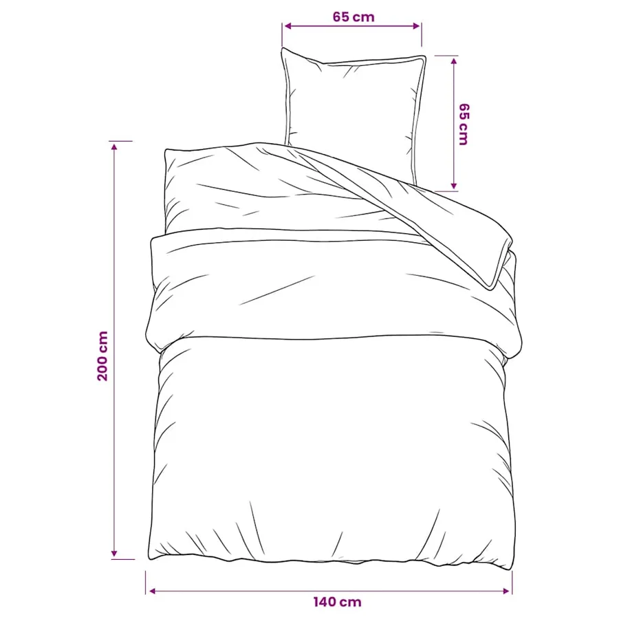 Ensemble de housse de couette Gris 140x200 cm Coton - 6