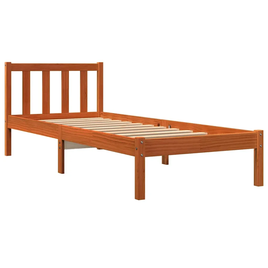 Cadre de lit sans matelas cire marron 100x200cm bois pin massif - 3