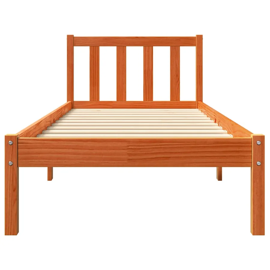 Cadre de lit sans matelas cire marron 100x200cm bois pin massif - 4