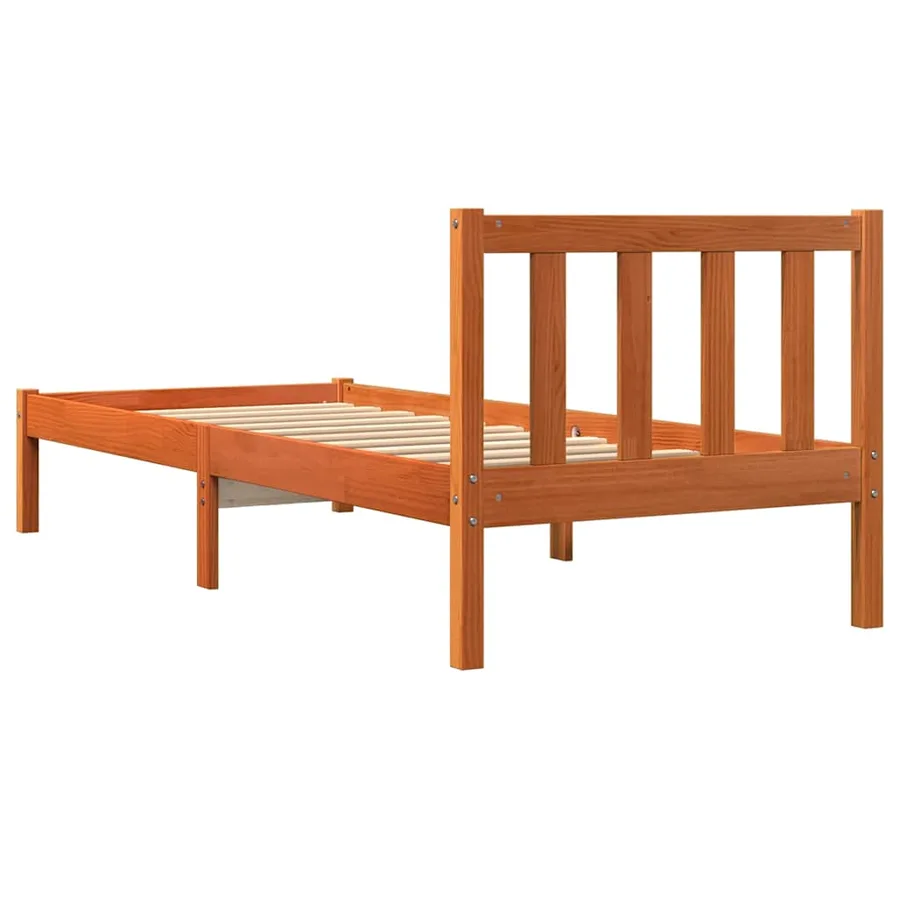 Cadre de lit sans matelas cire marron 100x200cm bois pin massif - 5