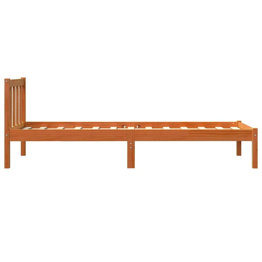 Cadre de lit sans matelas cire marron 100x200cm bois pin massif - 6