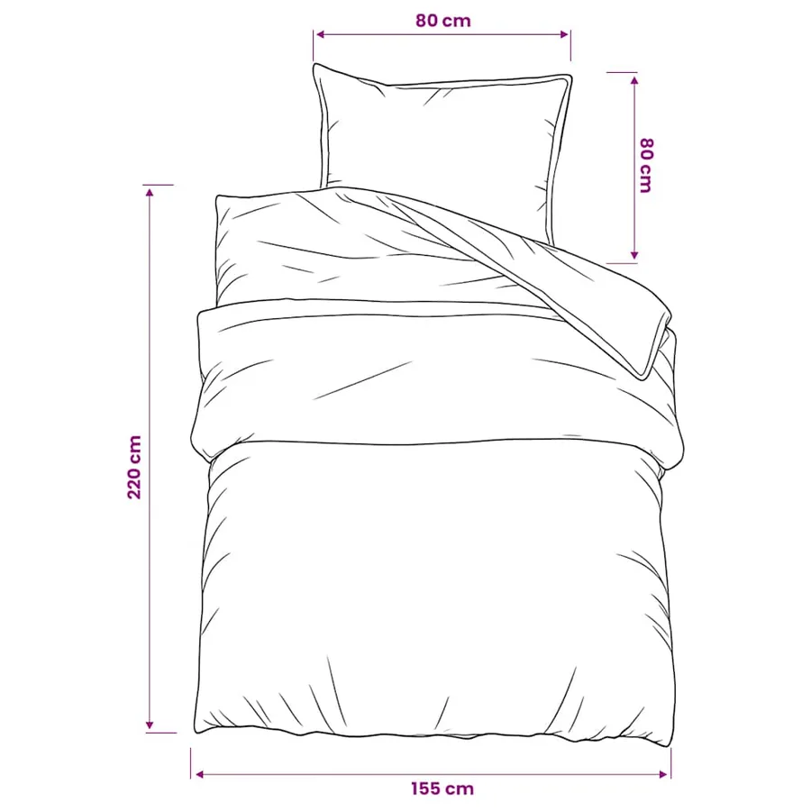 Ensemble de housse de couette Noir 155x220 cm Coton - 6