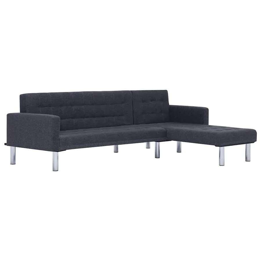 Canapé-lit en L Gris foncé Polyester - 2