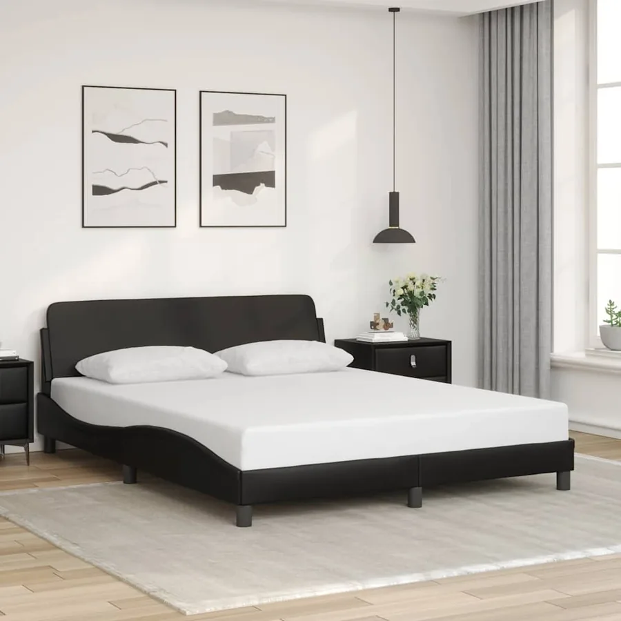Cadre de lit Dover noir 160x200 cm similicuir