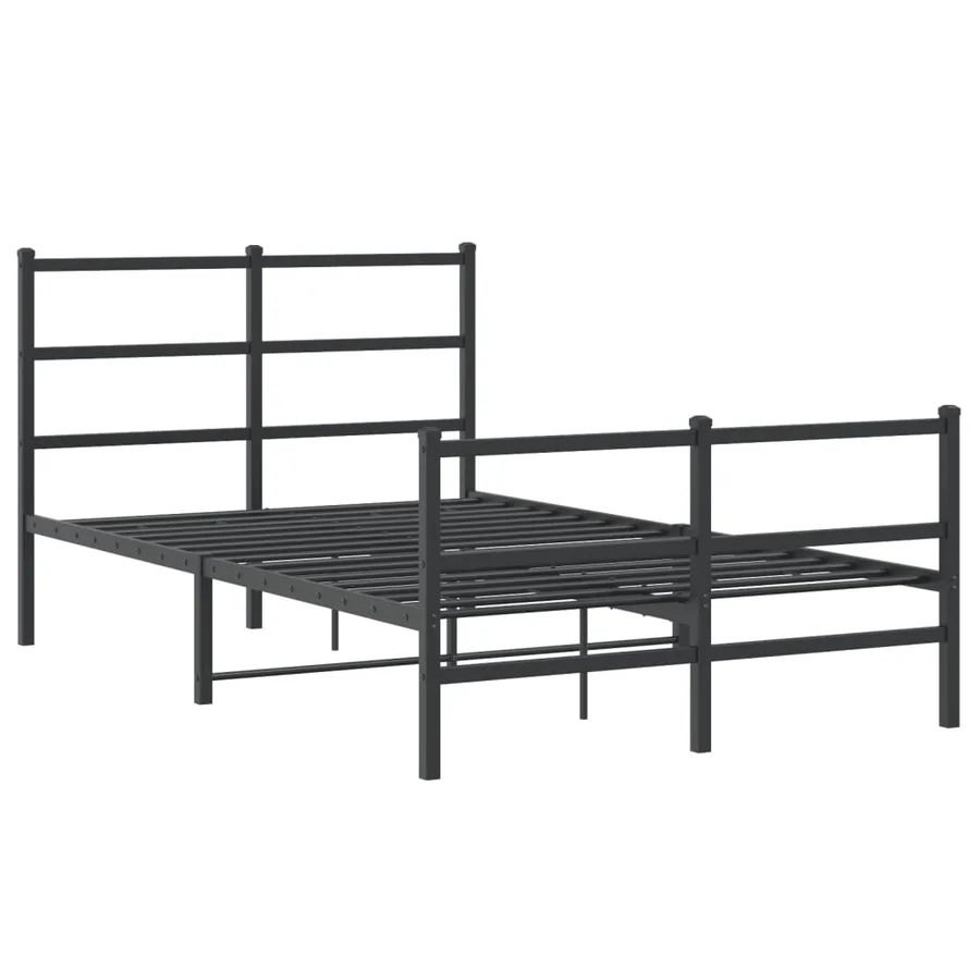 Cadre de lit métal sans matelas avec pied de lit noir 120x190cm - 3