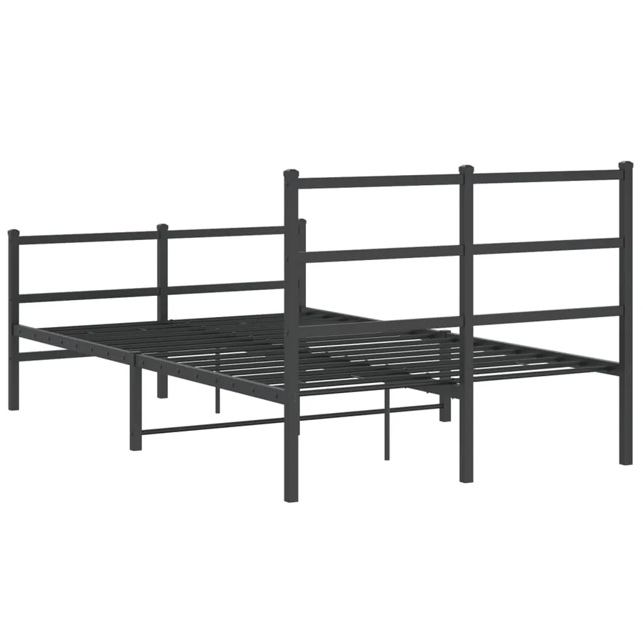 Cadre de lit métal sans matelas avec pied de lit noir 120x190cm - 7