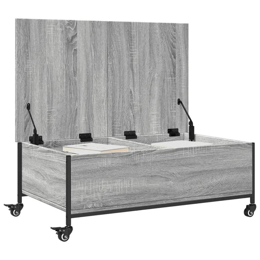 Table basse avec roulettes sonoma gris bois d'ingénierie - 5