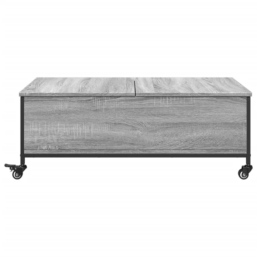 Table basse avec roulettes sonoma gris bois d'ingénierie - 6