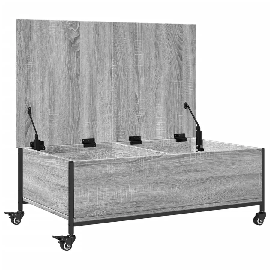 Table basse avec roulettes sonoma gris bois d'ingénierie - 7