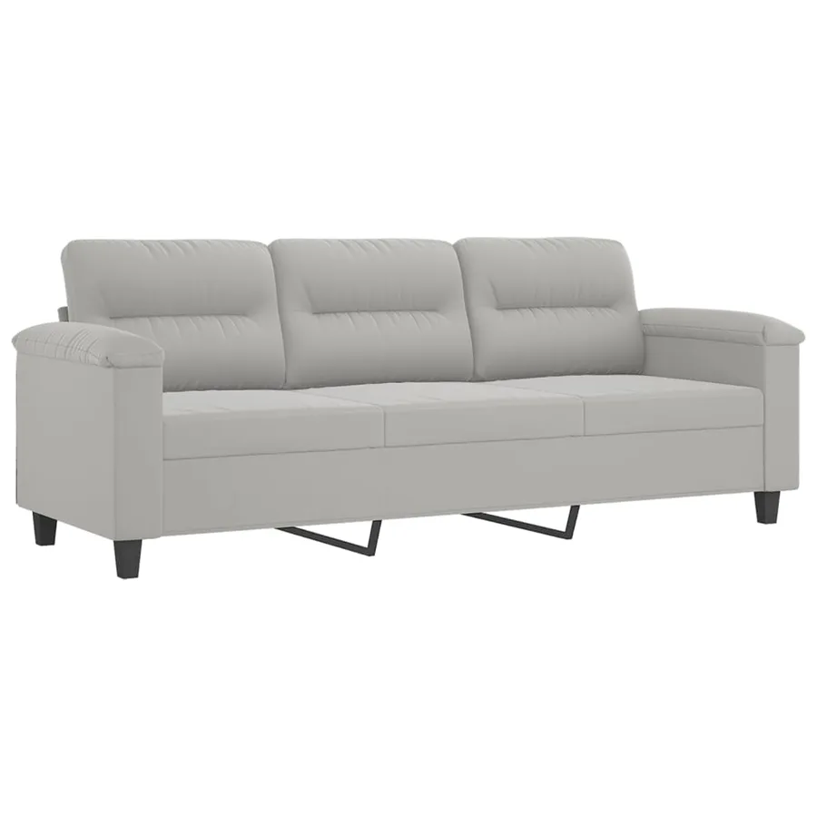 Canapé 3 places repose-pieds Gris clair 180 cm Tissu microfibre - 4