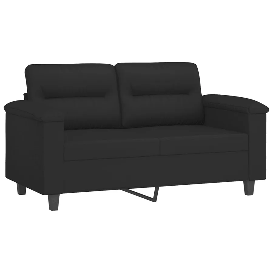 Ensemble de canapés 2 pcs avec coussins noir tissu microfibre - 3