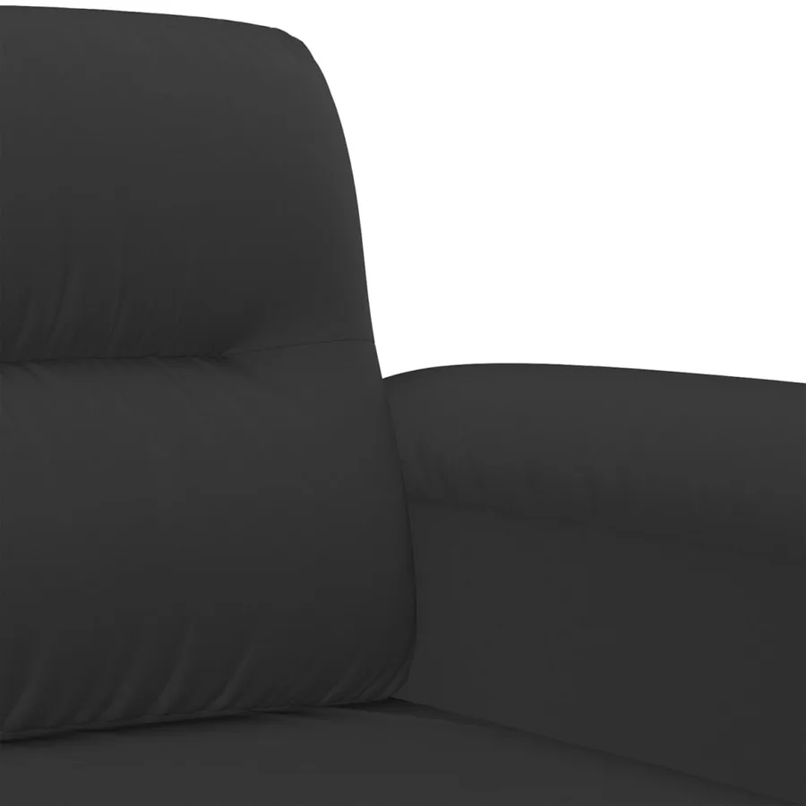 Ensemble de canapés 2 pcs avec coussins noir tissu microfibre - 5