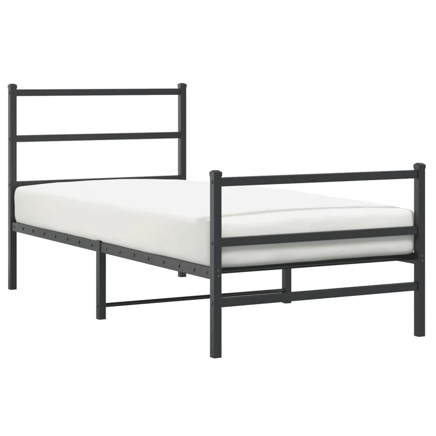 Cadre de lit métal sans matelas avec pied de lit noir 90x190 cm - 2