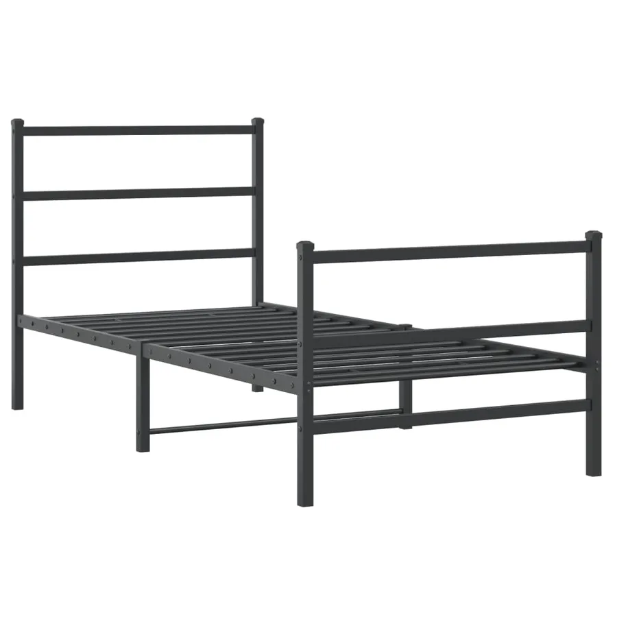 Cadre de lit métal sans matelas avec pied de lit noir 90x190 cm - 3