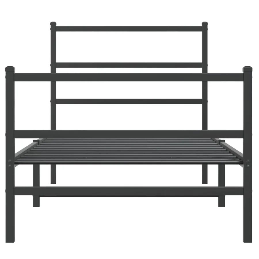 Cadre de lit métal sans matelas avec pied de lit noir 90x190 cm - 5