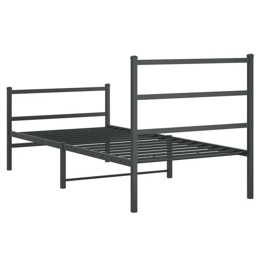Cadre de lit métal sans matelas avec pied de lit noir 90x190 cm - 7