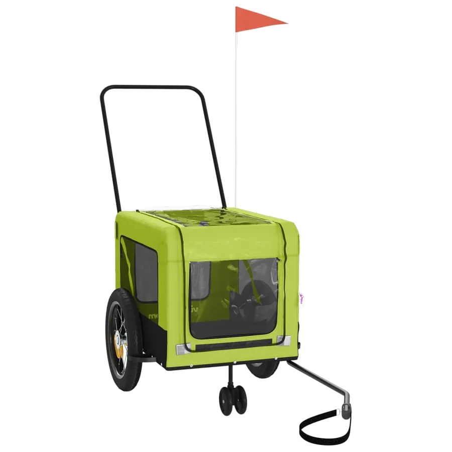 Remorque de vélo pour animaux de compagnie vert et noir - 3