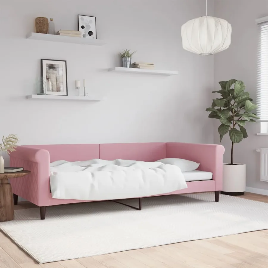 Lit de repos rose 100x200 cm velours