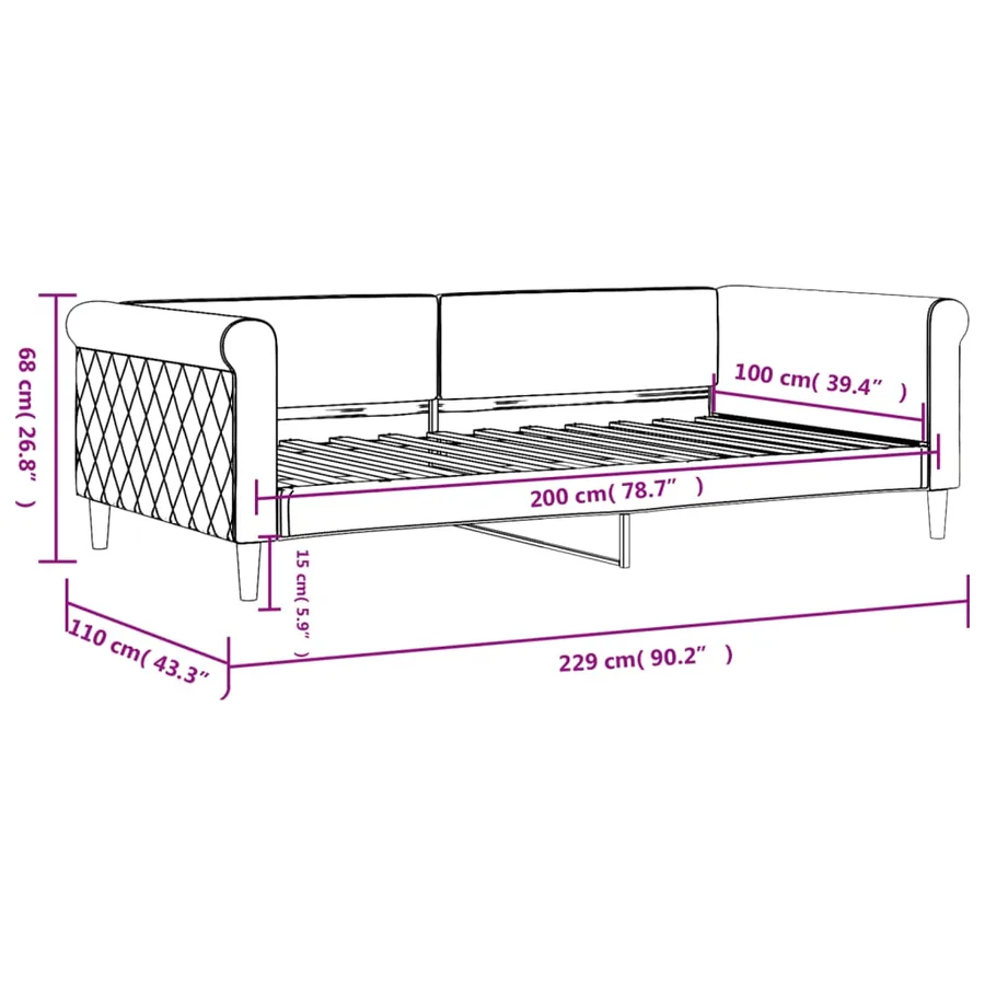 Lit de repos rose 100x200 cm velours - 8