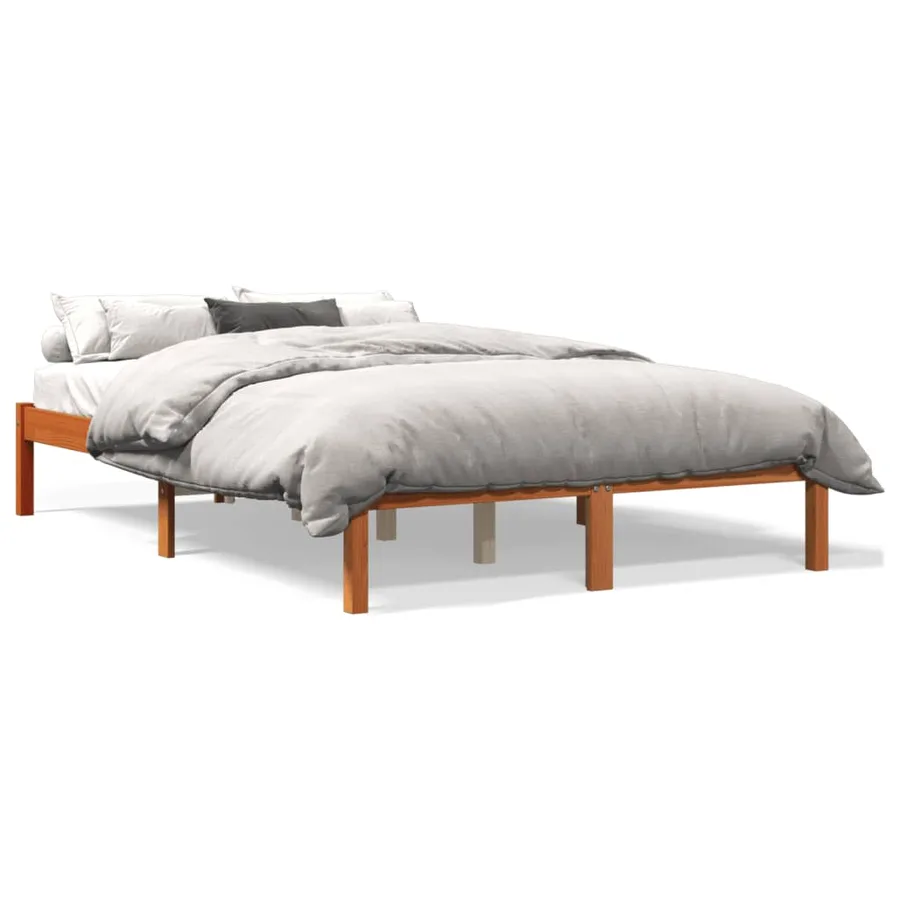 Cadre de lit sans matelas cire marron 140x190cm bois pin massif - 2