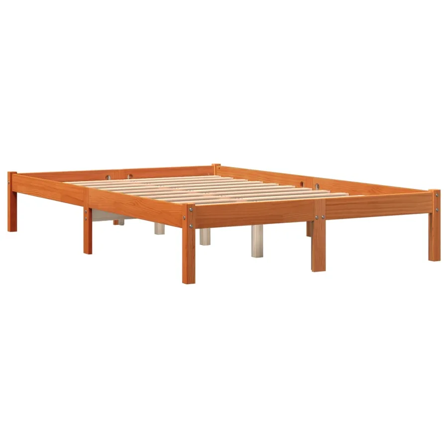 Cadre de lit sans matelas cire marron 140x190cm bois pin massif - 3