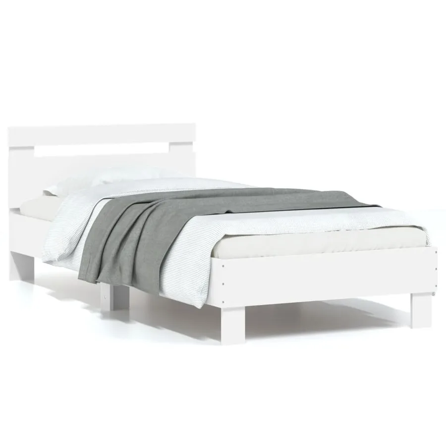 Cadre de lit sans matelas avec tête de lit blanc 90x190 cm - 2