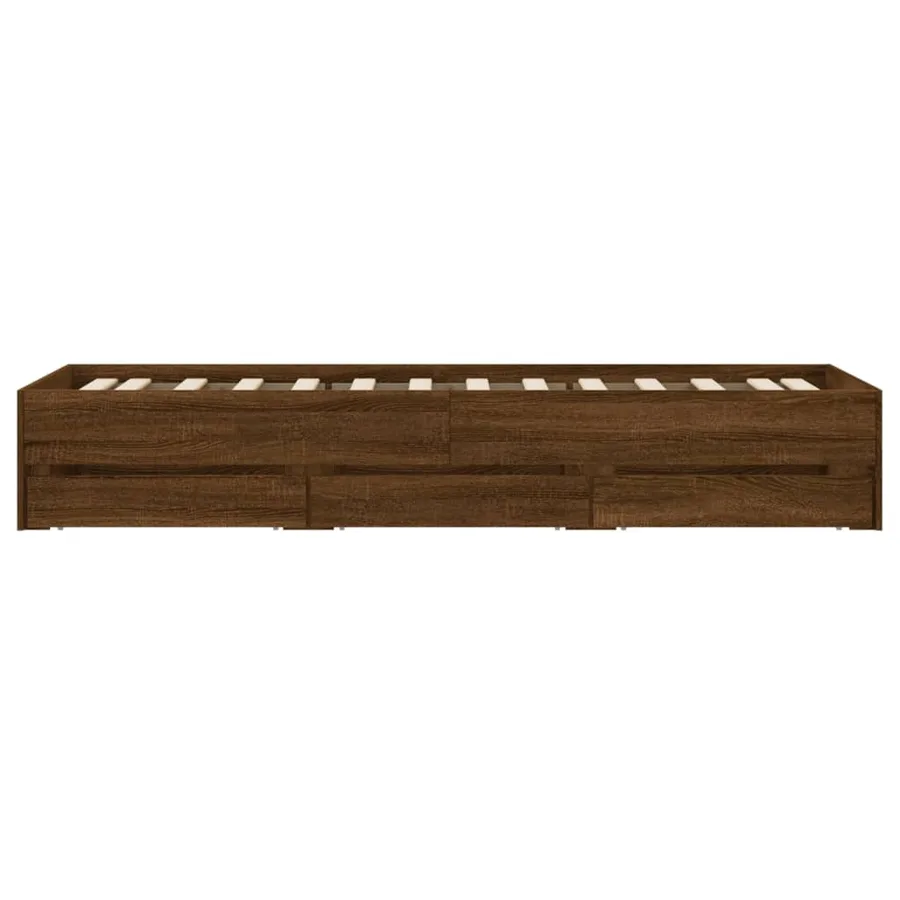 Cadre de lit avec tiroirs sans matelas chêne marron 100x200 cm - 7